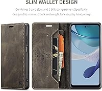 Vista 4 de Funda tipo cartera para Motorola G 5G 2023, funda de piel sintética con tapa para tarjetero, ranura para efectivo, bloqueo RFID, función atril