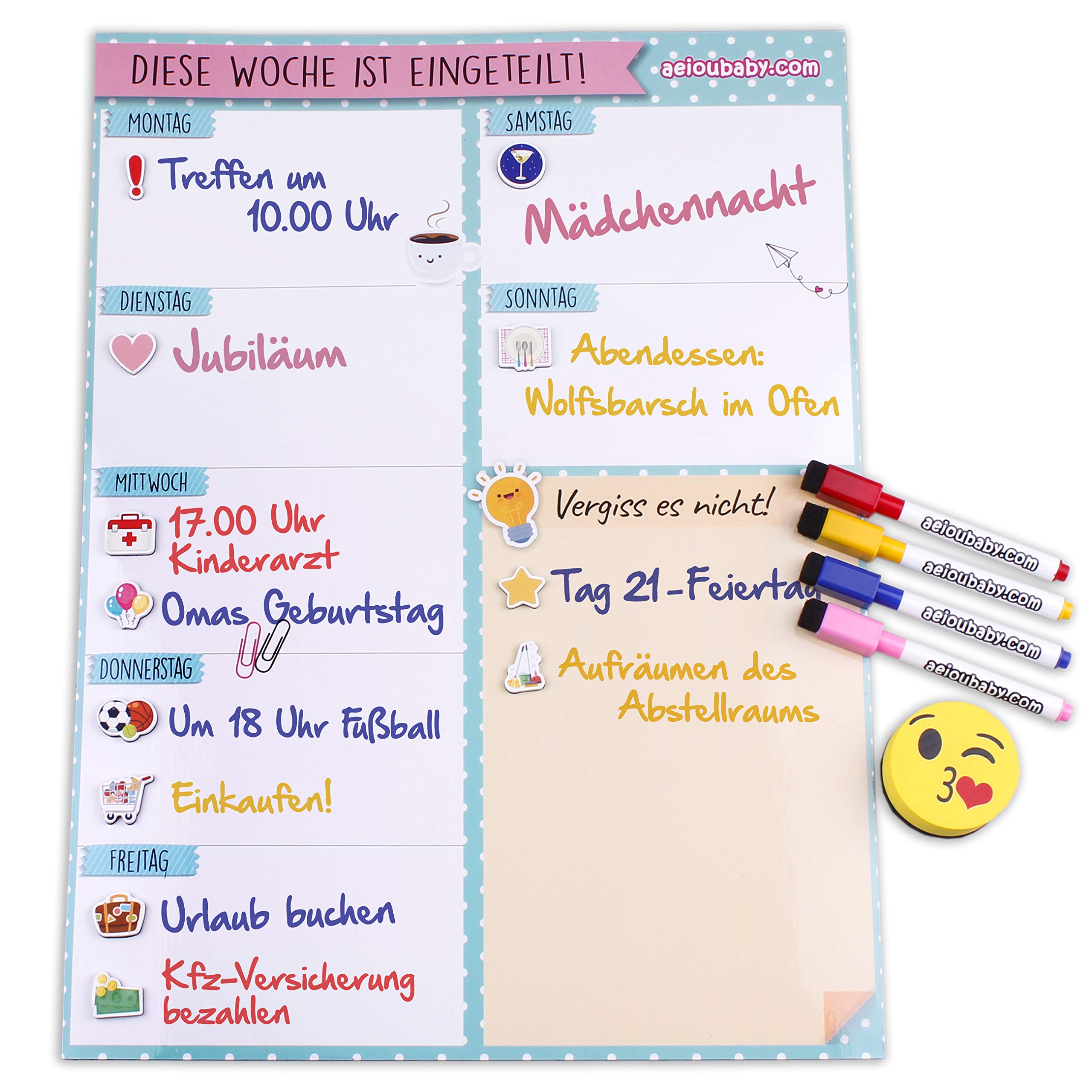 Much More 24 | Whiteboard weekplanner 30x40cm | Magnetisch | Incl. markers en wisser