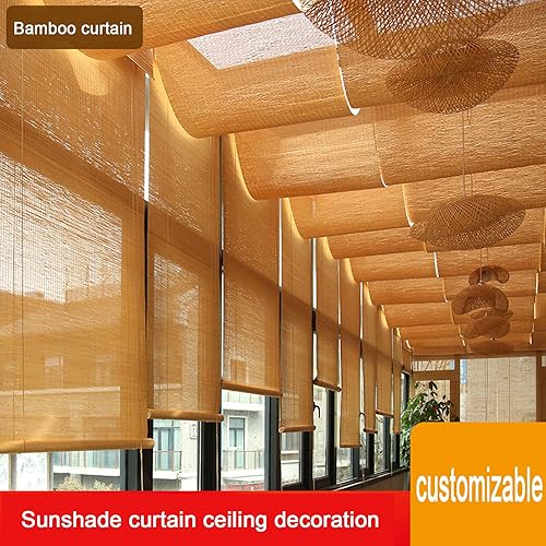Miniatura 2 de Cortinas enrollables de bambú con protección UV y protección transpirable, para exteriores, cortinas enrollables de bambú, para hotel, restaurante,