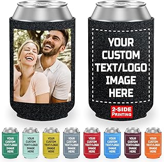 10 Koozie Wedding Favor Ideas Perfect for Relaxed Celebrations 46 Custom Bulk Beer Can Coolers | Personalized Image Text on Insulated Beve...