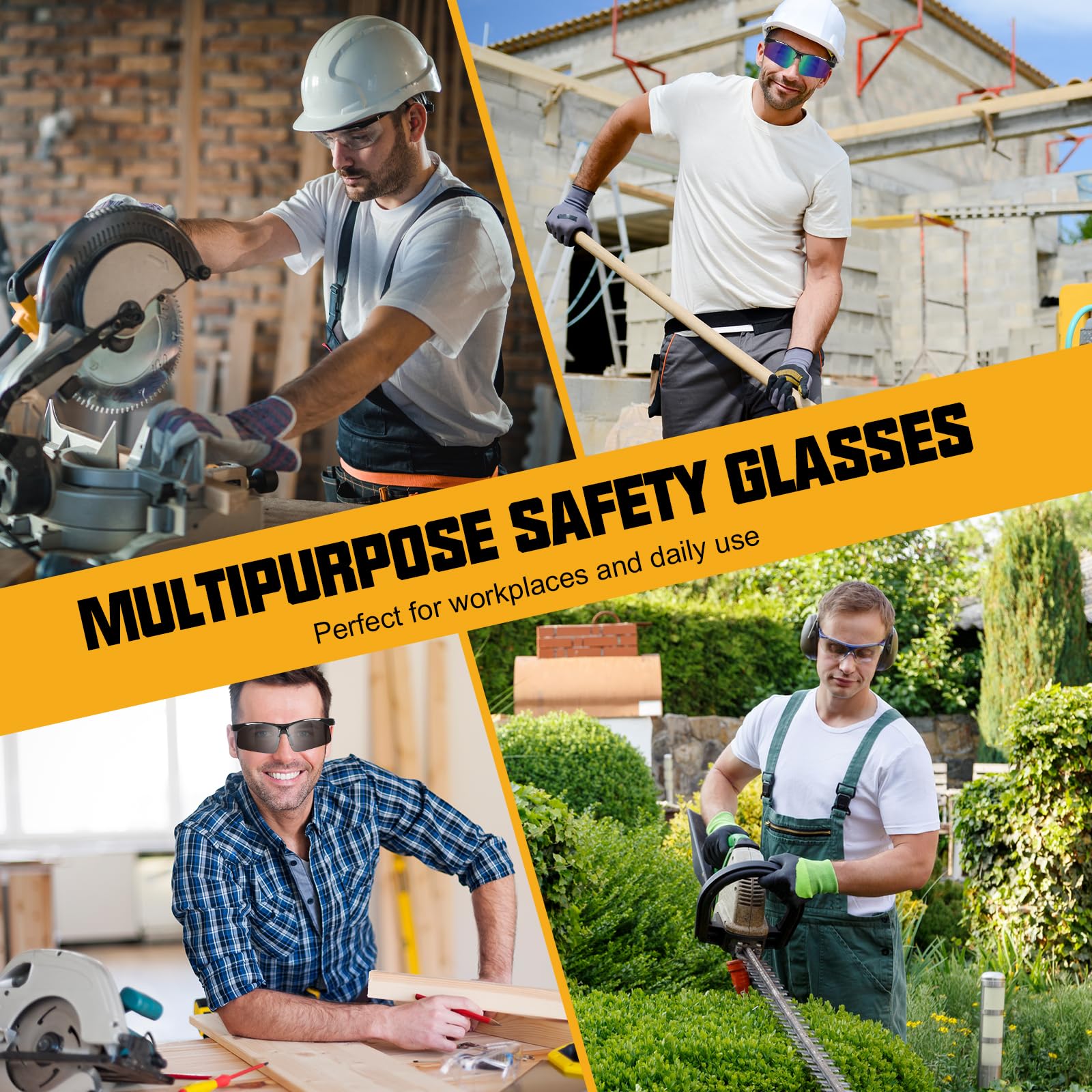OXG Paquete de 6 lentes de seguridad antivaho para hombres y mujeres, ANSI Z87.1, gafas protectoras resistentes a los impactos, protección ocular para el trabajo