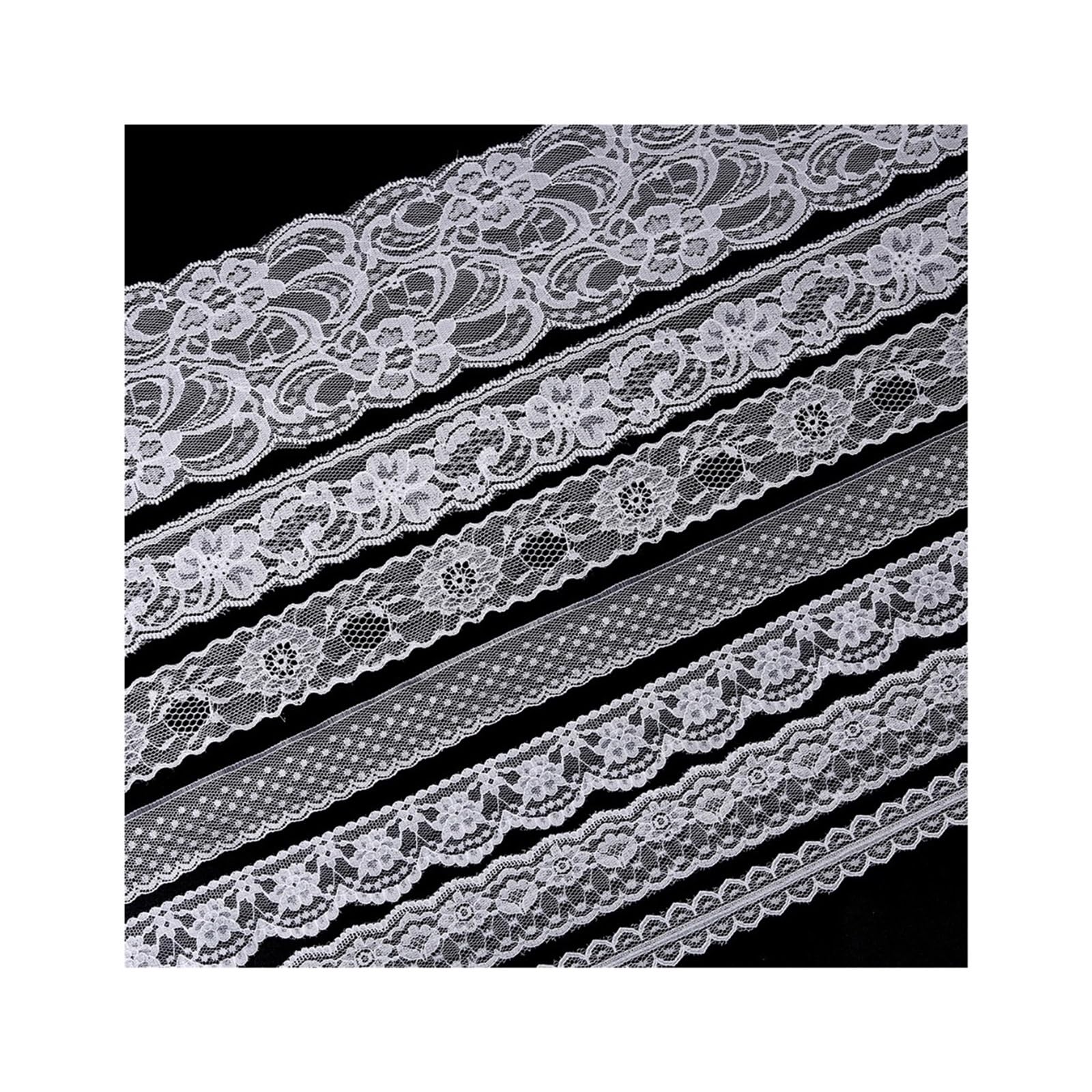 1 pieza / 100,0 m cinta de encaje tela Para Hogar | Adornos Bordados Artesanía Decoración Boda Encaje Cinta Envoltura Blanco y Negro(White)