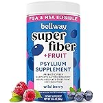 Bellway Super Fiber Powder + Fruit, Sugar Free Organic Psyllium Husk Powder Fiber Supplement for Regularity, Bloating Relief & Digestive Health, Plant-Based, Wild Berry (50 Servings)