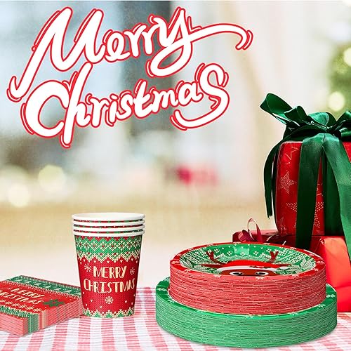 Miniatura 5 de 240 piezas de suéter feo de Navidad, suministros de fiesta, platos de suéter pegajoso, decoración de fiesta de Navidad para Navidad, juego de