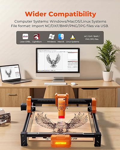 Miniatura 7 de ACMER - Grabador láser, máquina grabadora láser S2 4W de mayor precisión, cortador de madera y máquina de grabado con área de trabajo de 11.811 x