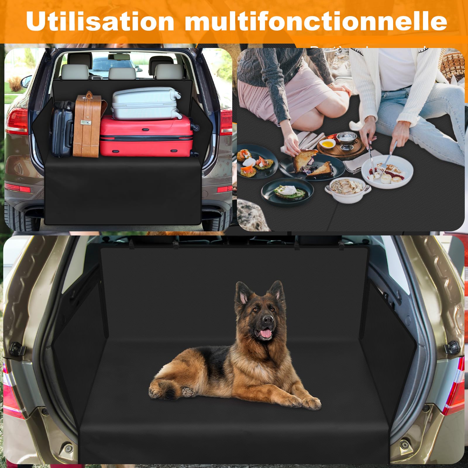 Protection Coffre Voiture Chien Universelle avec Protection Latérale, Housse de Coffre pour Chien Imperméable et Résistant aux Rayures, Protection Coffre pour Voiture, Camion, SUV