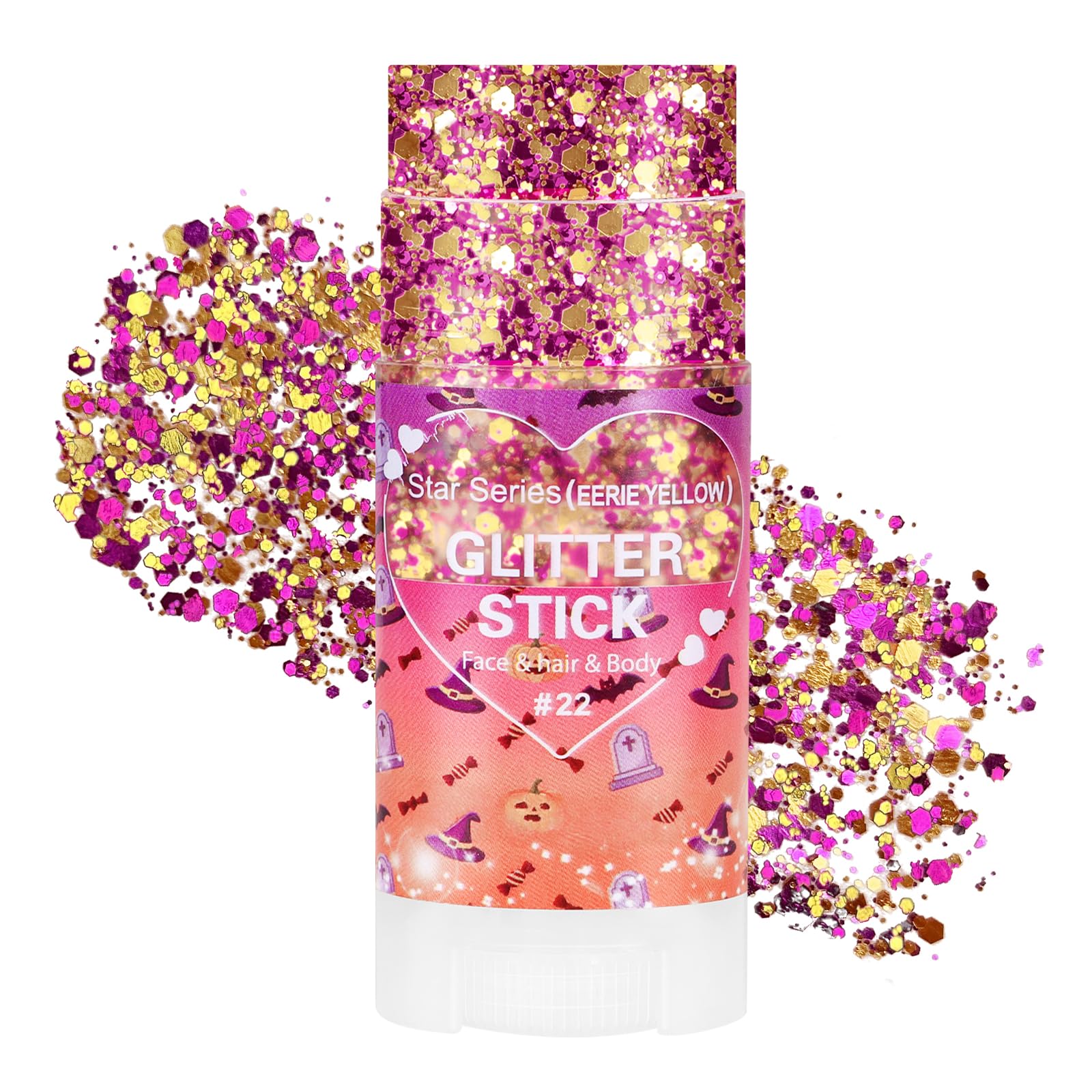 Mysense Purple Gold Halloween Glitter Stick,Face Hair Body Glitter Stick