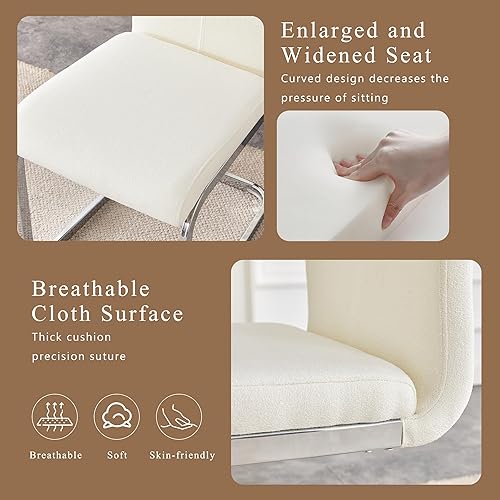 Miniatura 87 de AZmac Juego de 4 sillas de comedor modernas de cuero, sillas de cocina sin brazos, sillas de comedor con asiento acolchado tapizado y patas cromadas