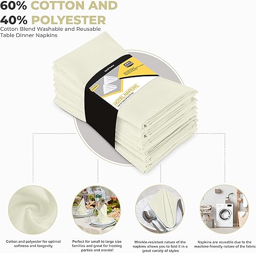 Vista 184 de Utopia Kitchen - Servilletas de tela color gris acero, 12 unidades, 18 x 18 pulgadas, mezcla de algodón, lavables y reutilizables, para hotel