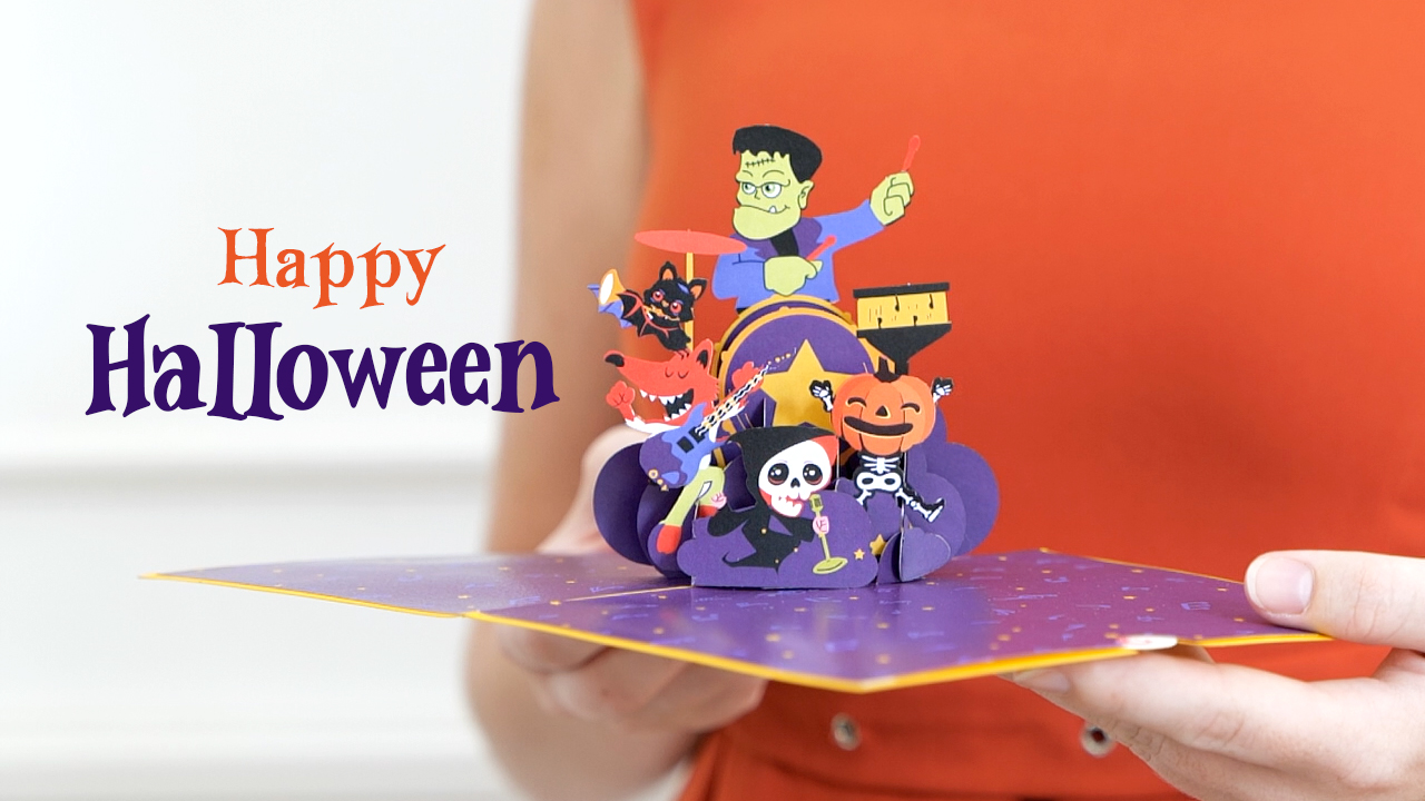 Watch Unipop Halloween Band Pop Up Card, Halloween Greeting Cards on ...