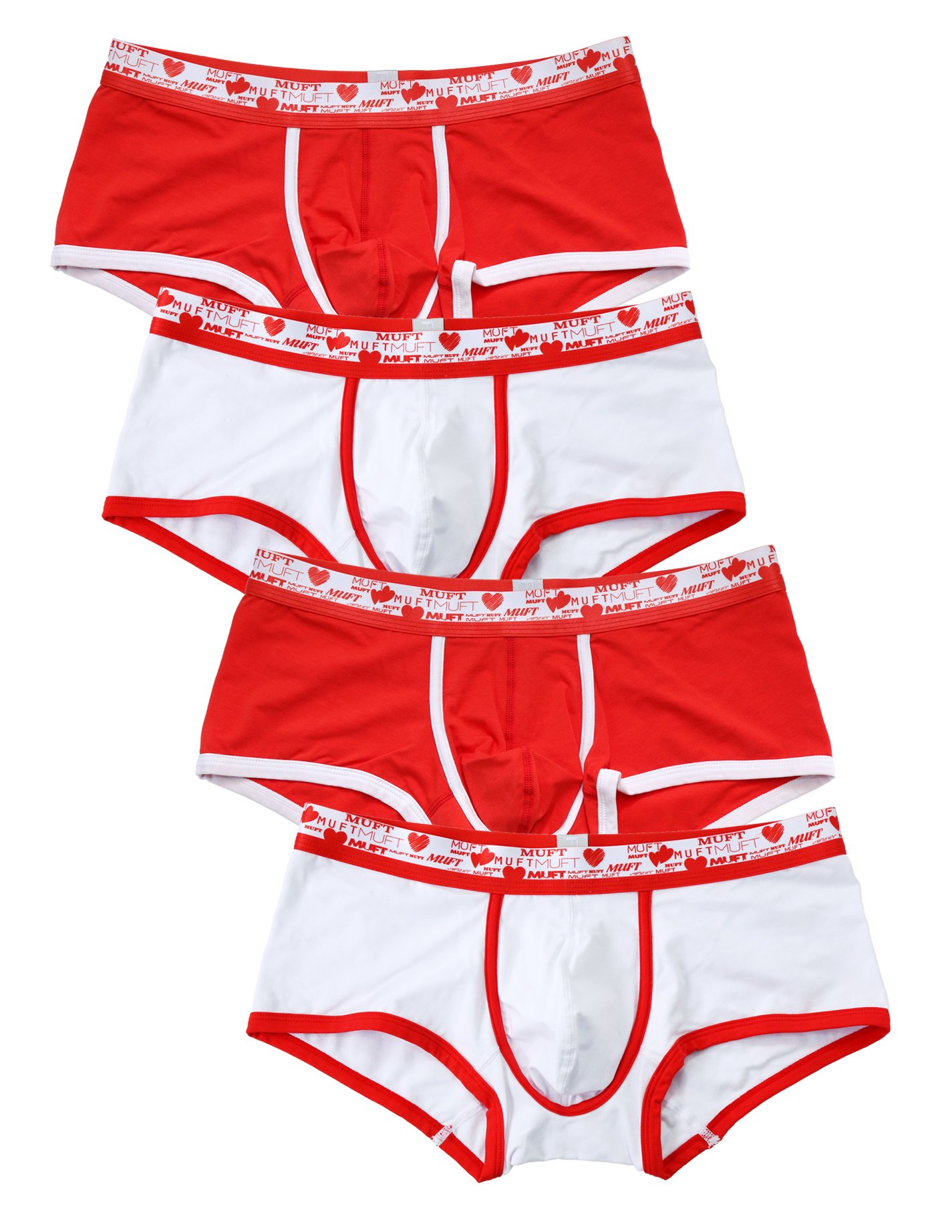 Men's 4 Pack to Love Series Modal & Cotton Trunk (Small, Romantic Red+Star White)