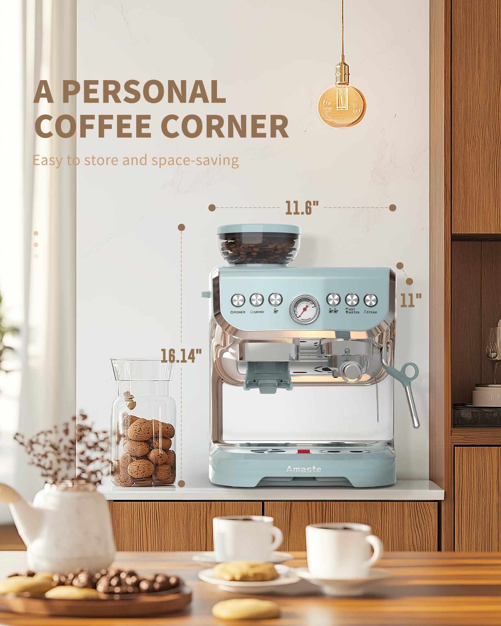 Amazon.co.jp: Amaste - エスプレッソコーヒーマシン グラインダー付き