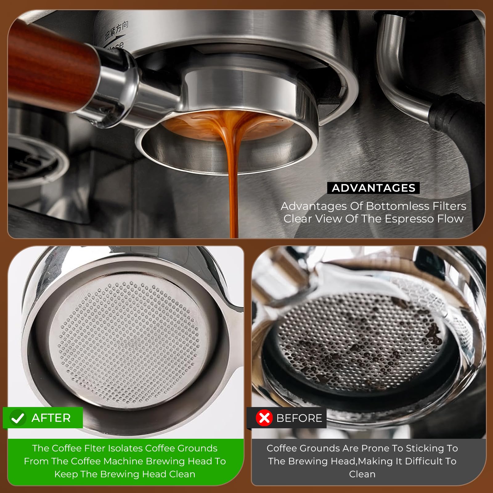 Portafiltro sin fondo de 51 mm con pantalla de disco de 51 mm, filtro portafiltro sin fondo compatible con DeLonghi Dedica EC680/EC685/EC785/EC820/EC850/EC860, colador de acero inoxidable con