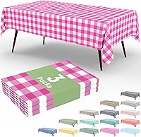 Vista 251 de Smiry Paquete de 10 Manteles Desechables de Cuadros Vichy Azules - 54" x 108" Mantel de Plástico de Servicio Pesado, Cubiertas de Mesa Impermeables