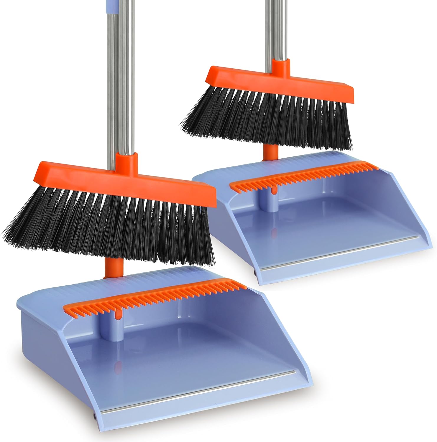 PHYEX 2-Pack Broom and Dustpan Set for Sweeping Indoor, Broom Dustpan with 48″ Long Handle, Broom with Dustpan Combo Set(Purple) PHYEX 2-Pack Broom and Dustpan Set for Sweeping Indoor, Broom Dustpan with 48″ Long Handle, Broom with Dustpan Combo Set(Purple)