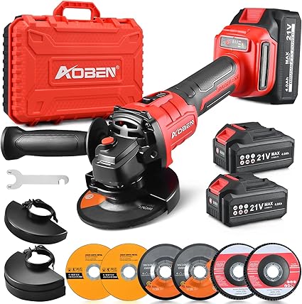 AOBEN Cordless Angle Grinder 4-1/2 inch, 21V Battery Grinder Kit,