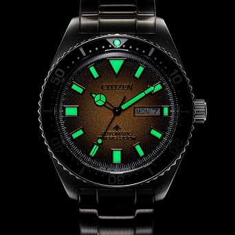 Citizen Men's Promaster Dive Automatic Three-Hand Stainless Steel Watch Day of the Week Luminous 41mm, Silvertone/Yellow Dial , Modern
