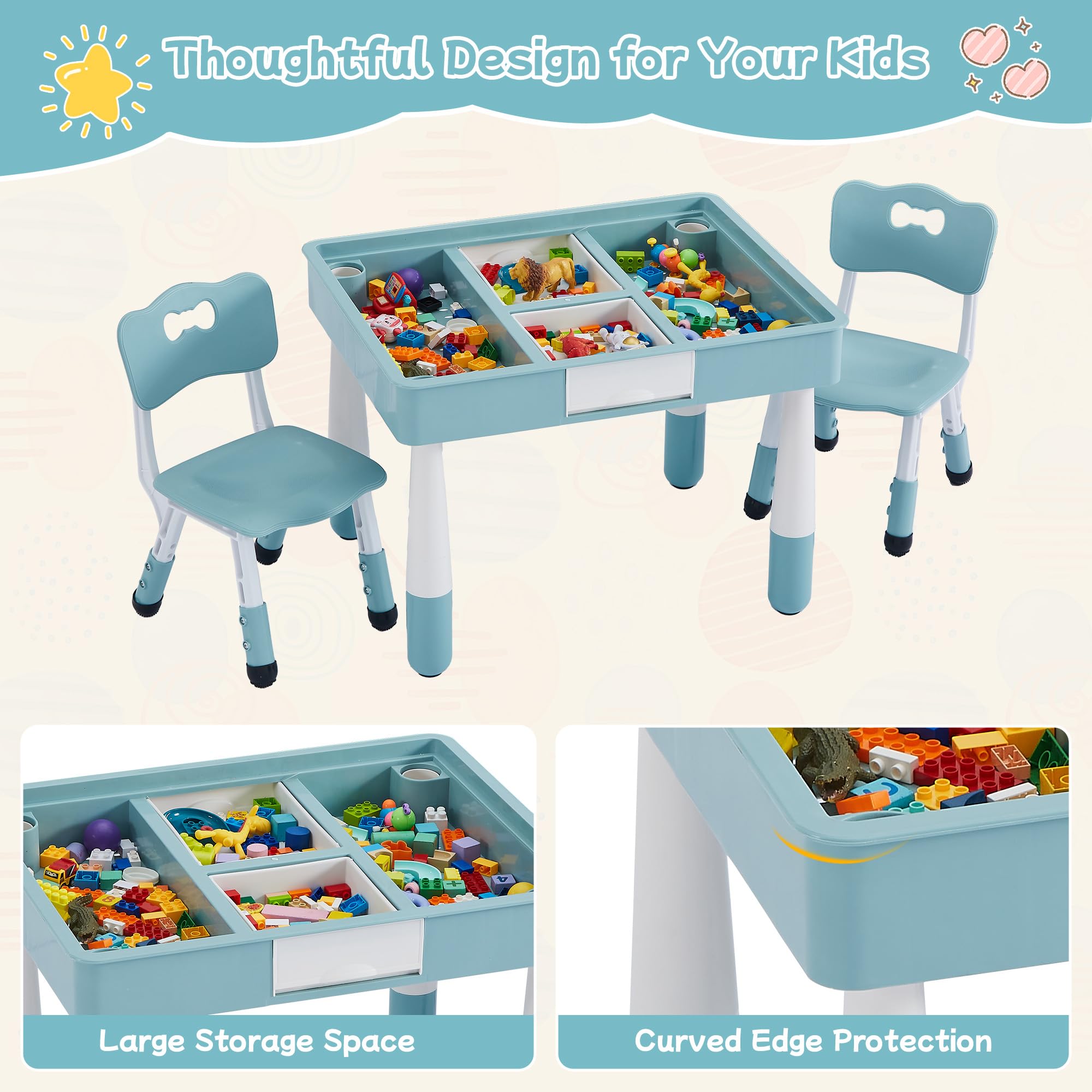 Snapklik.com : CuFun 4 In 1 Kids Table And 2 Chairs Set, Toddler Table ...