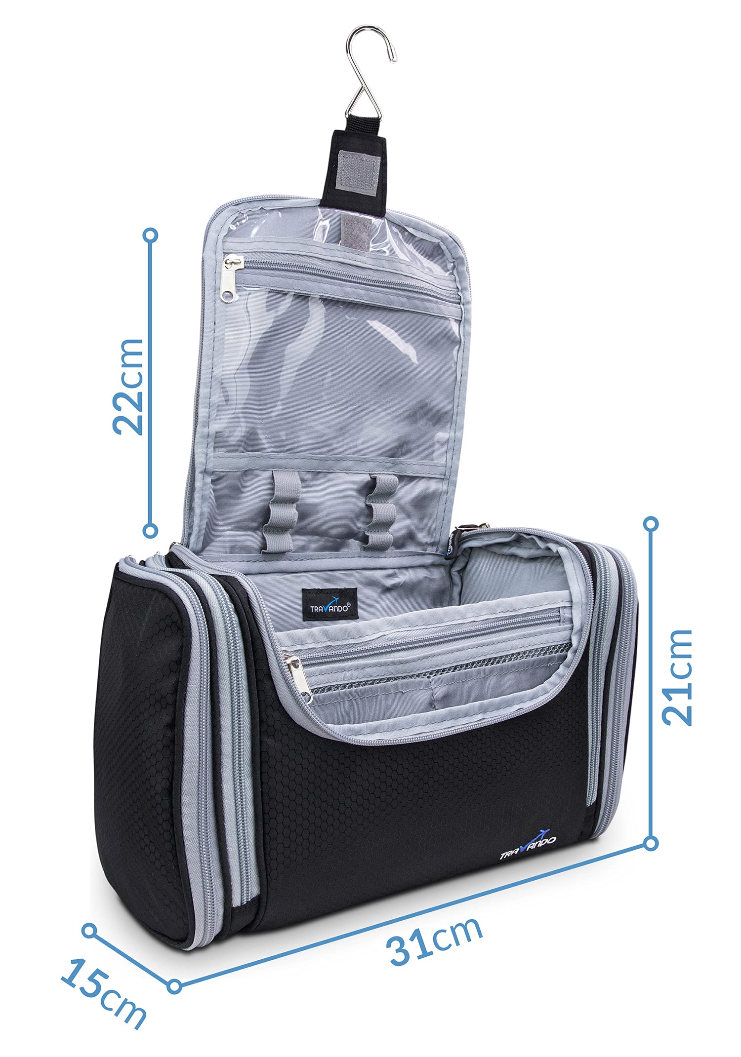 TRAVANDO XXL Borsa Toilette Signore Grande da Appendere 'Maxi' - 8,8 Litri - Borsa Cosmetica Con Molti Scomparti - Beauty Case Grande