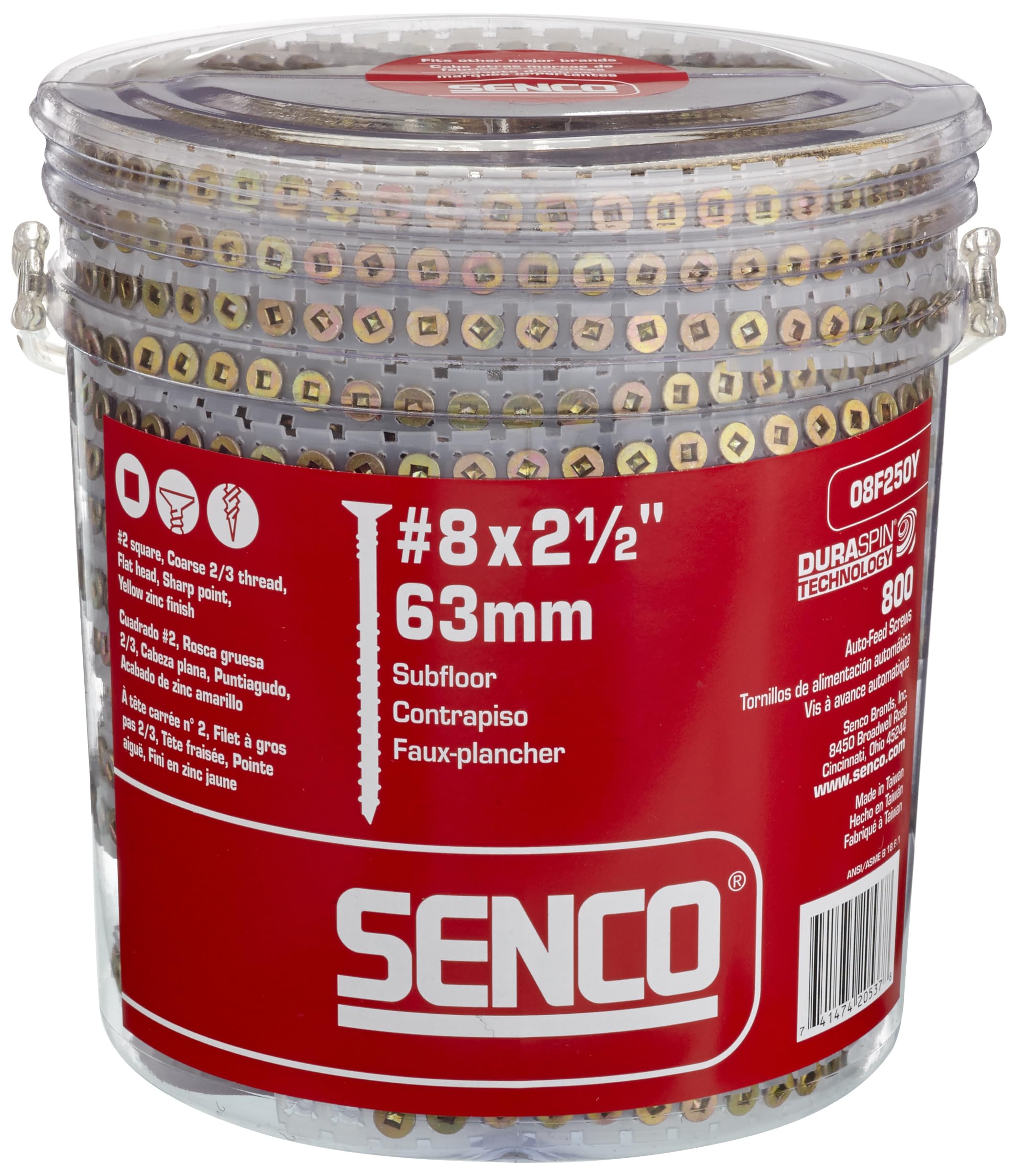 Amazon.com: Senco 08F250Y DuraSpin #8 x 2-1/2 inch Collated Wood