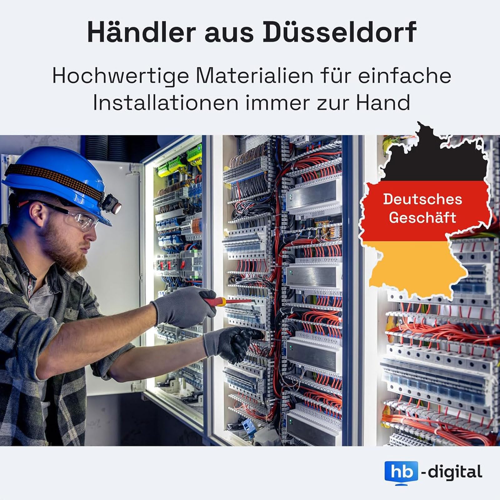 HB-DIGITAL Aderleitung H07V-K 10mm² Flexible Verdrahtungsleitung PVC Einzelader Litze - Schwarz - 15m
