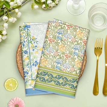 Vintage Flower Microfiber Kitchen Towels, Cleaning Cloth, Set of 2