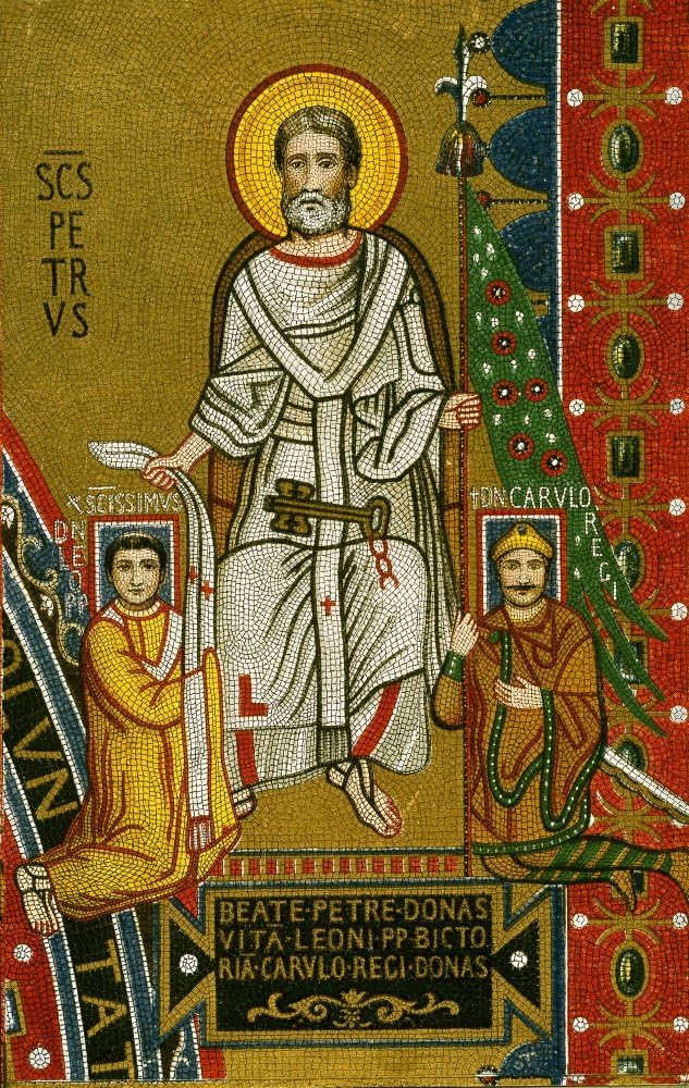 Charlemagne (742-814) フランクスの王朝 768-814 と ウェストの皇帝 800-814 聖ピテロは、レオ1