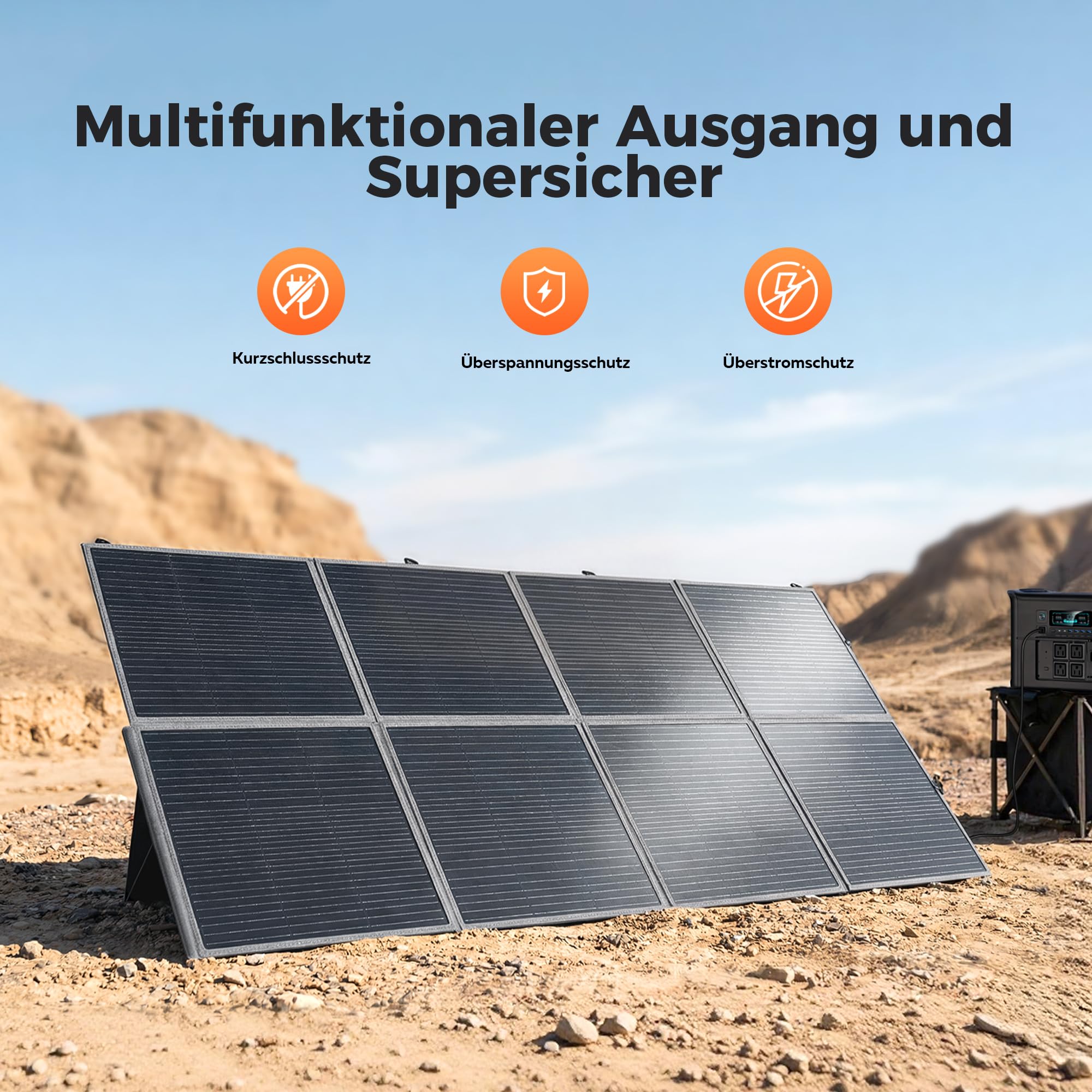 Panel Solar Portátil de 400W, Módulo Solar Plegable para Estación de Energía Portátil, 25% de Eficiencia, IP65 Resistente al Agua, Sistema Solar para Exterior, RV, generador solar, furgoneta