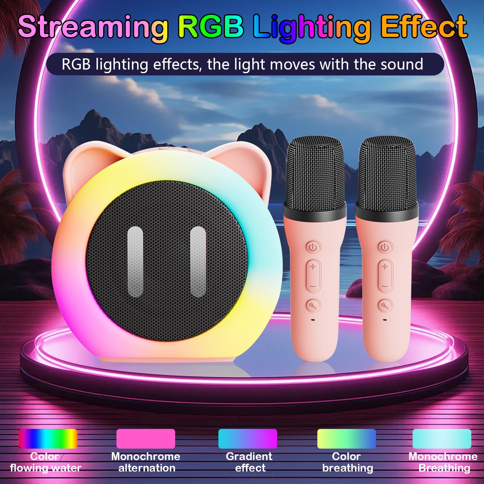 Aischens Micro Karaoke Enfant Avec 2 Microphones Sans Fil