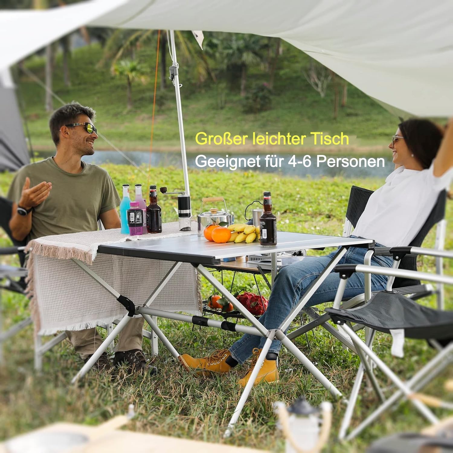 KingCamp Aluminium Campingtisch Klapptisch Couchtisch Gartentisch Tisch Leicht für 4-6 Personen