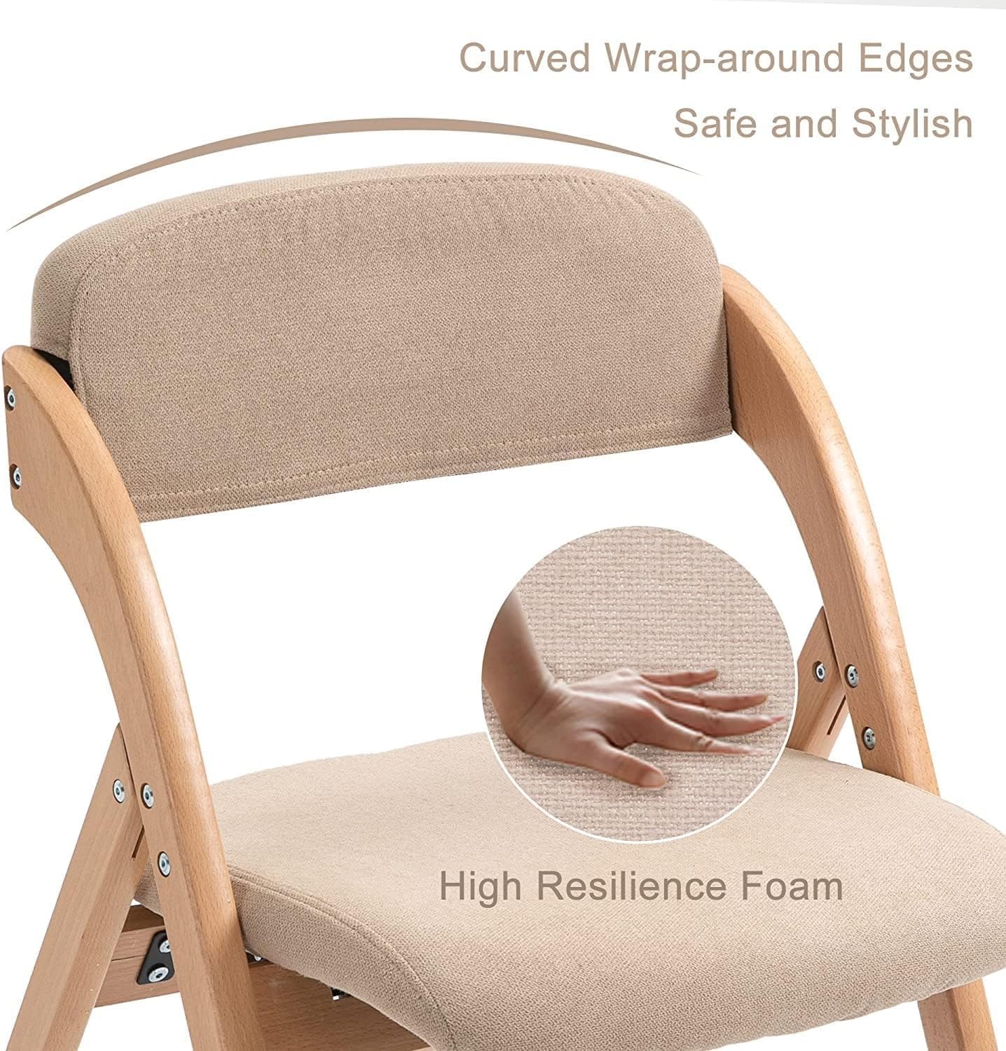 2 Pack Upholstered Folding Chairs Stackable Wooden Event Chairs for Home Office Wedding Padded Seat(B)