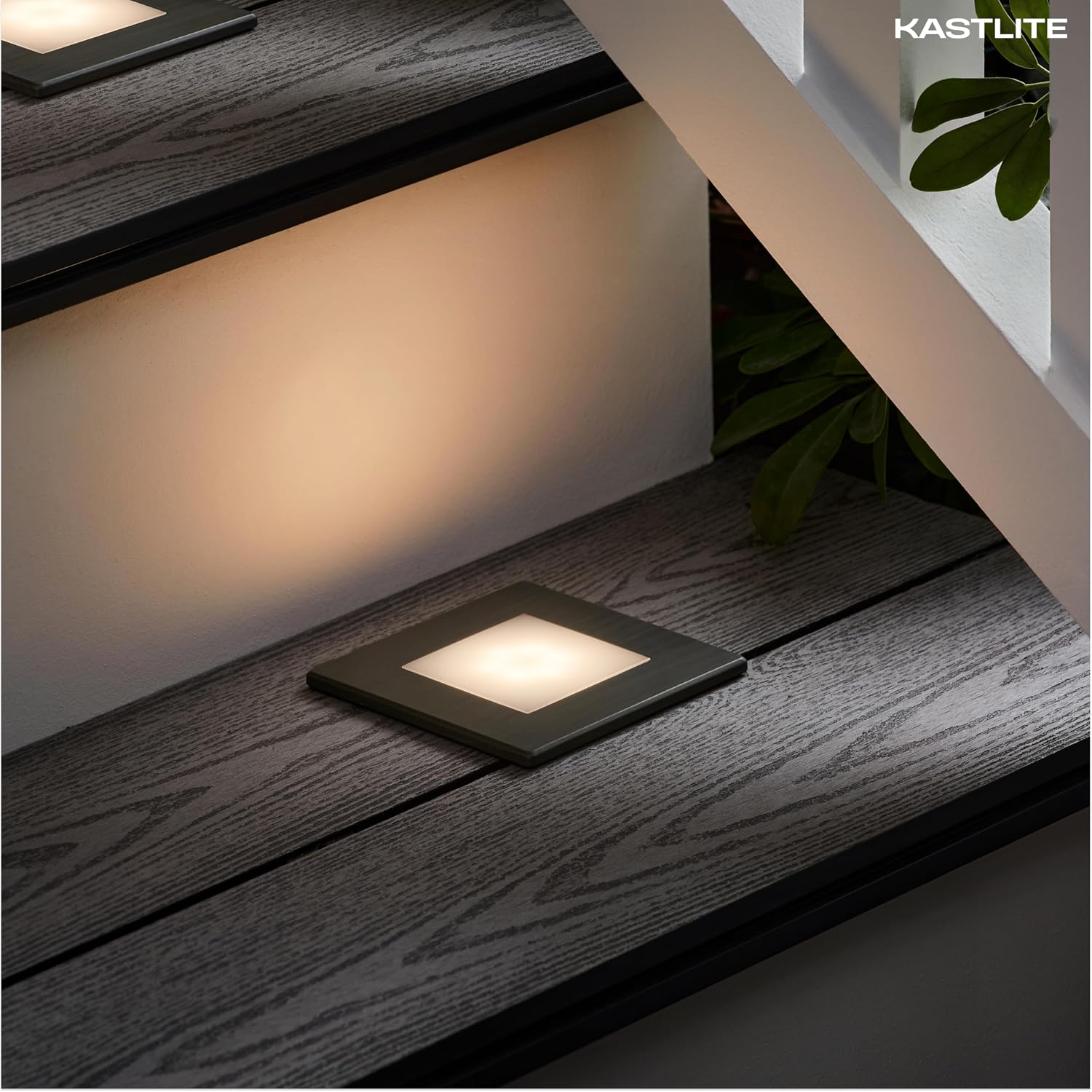 KASTLITE 1.8W 150LM LED Well/Deck Light with Brass Finish for Pathways, Gardens, Decks | 12V Soft White 3000K Integrated LED Square Outdoor InGround Well/Deck Light | IP68 Waterproof | Single Unit