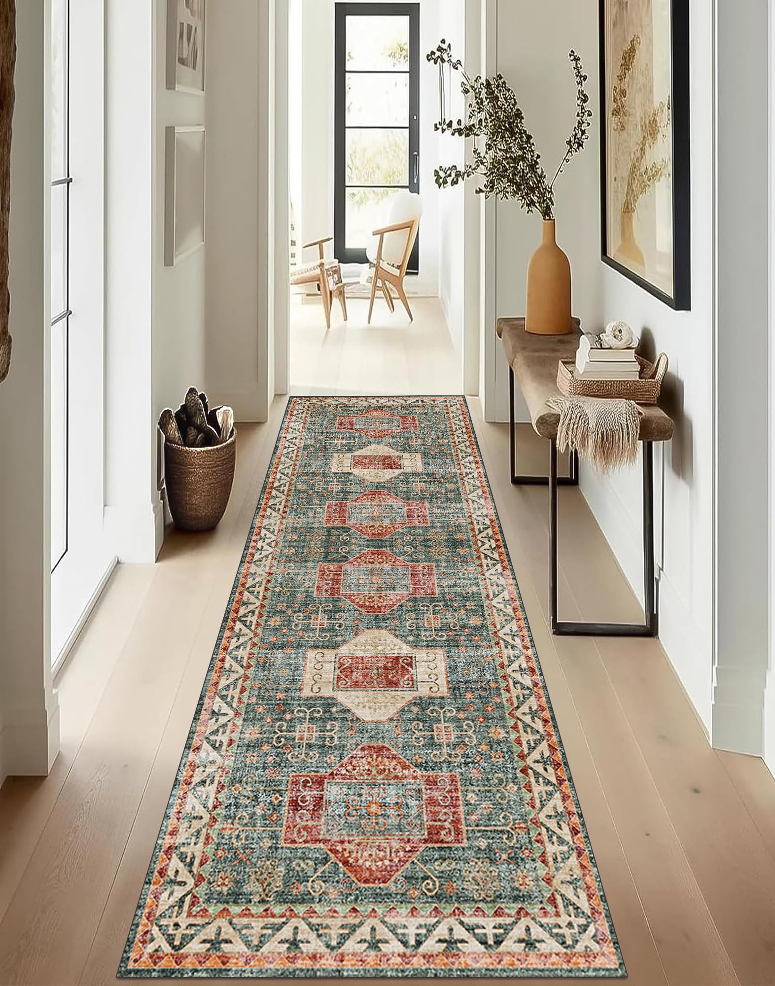 Tapis de cuisine antidérapant et lavable grand format 70 x 240 cm motif géométrique