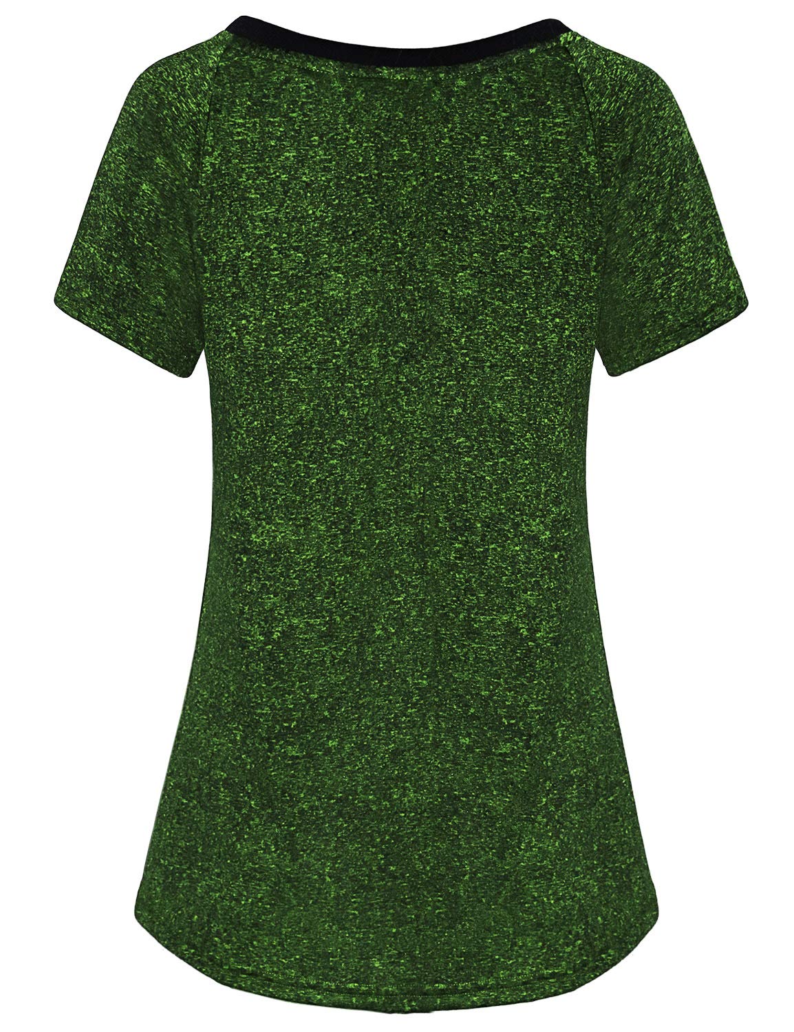 MISS FORTUNE Women's Seamless Active Workout Compression Sports Running Tshirt Short Sleeve Green M