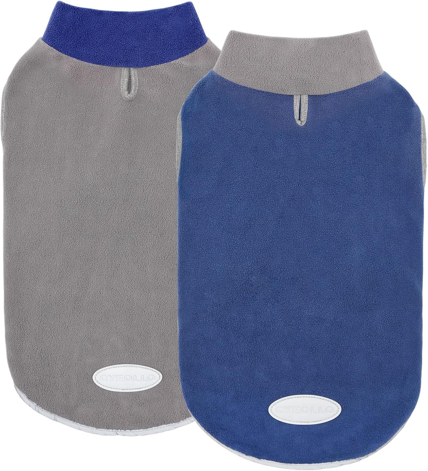 cyeollo 2 Pack Dog Sweater Fleece Reflective Doggy Sweatshirt Pullover Stretchable Warm Dog Vest Winter Dogs Clothes for Small Puppy Dogs, Navy & Grey S