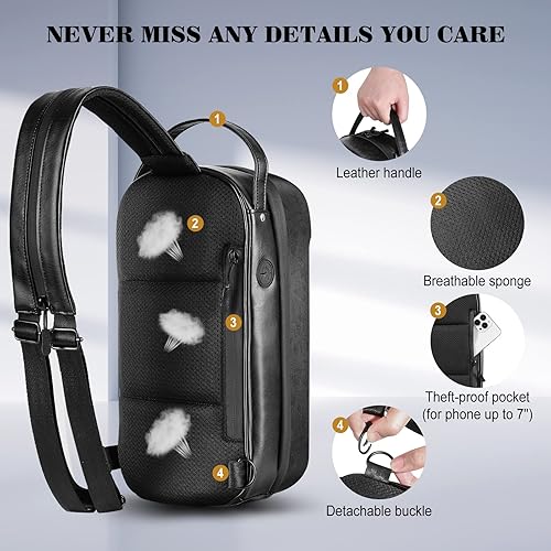 Miniatura 5 de MoKo Funda de transporte para consola de vapor y accesorios, funda de transporte rígida 3D impermeable, mochila cruzada de hombro con múltiples
