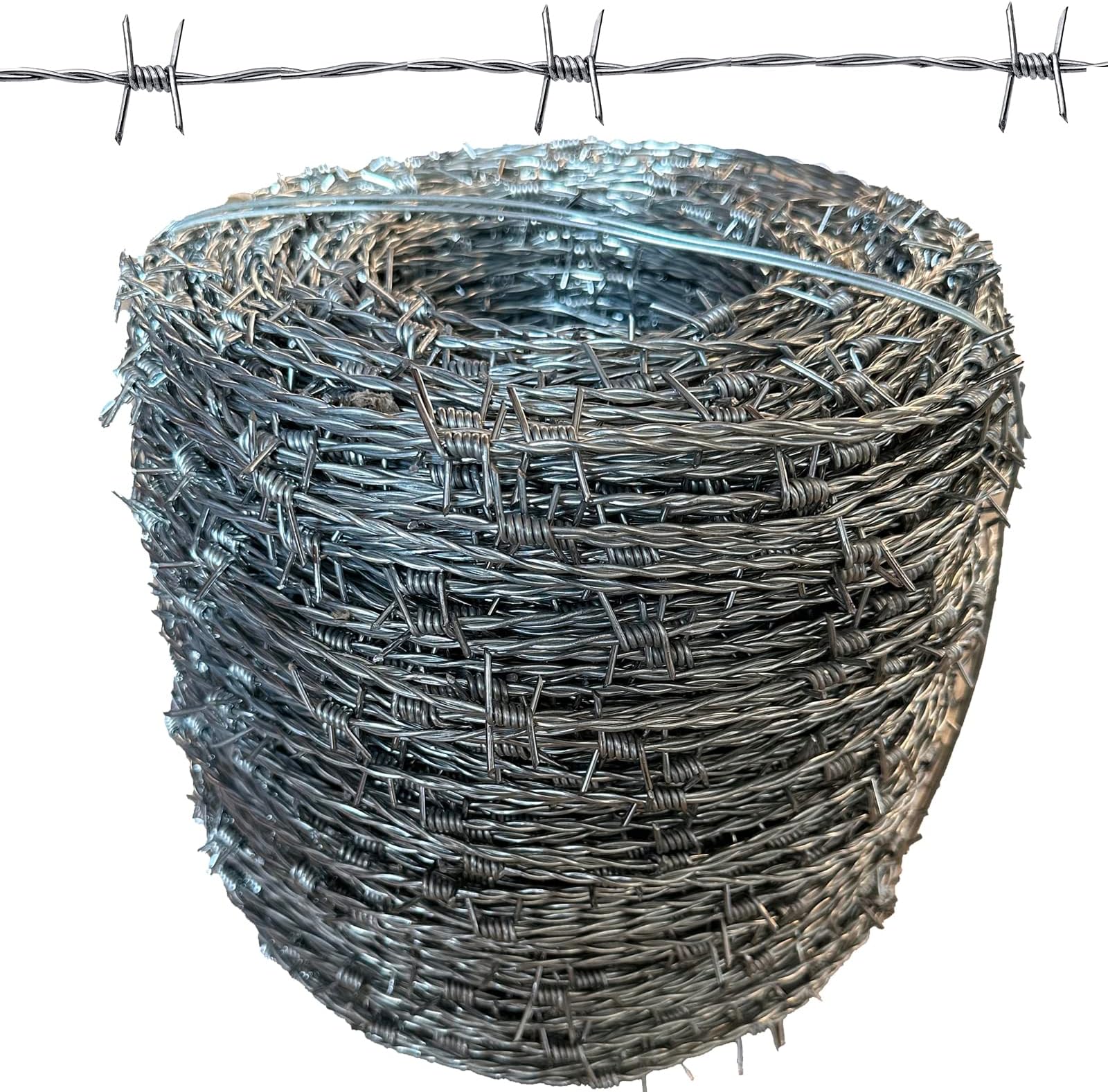 MOEUFFIR 1200FT (365m) Barbed Wire, 4 Point, 16 Gauge, Black, Perfect for Crafts, Fences, and Critter Deterrent