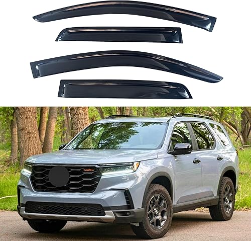 Miniatura 215 de IG - Visera para ventana de automóvil, protector contra la lluvia, el sol y el viento, con cinta adhesiva, deflector extraduradero para ventana