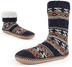Cozylook Mens Slipper Socks Fleece Lined Non-slip Soles, Winter Soft Thick Cozy Home Boots, Warm Fuzzy House Shoes Indoor