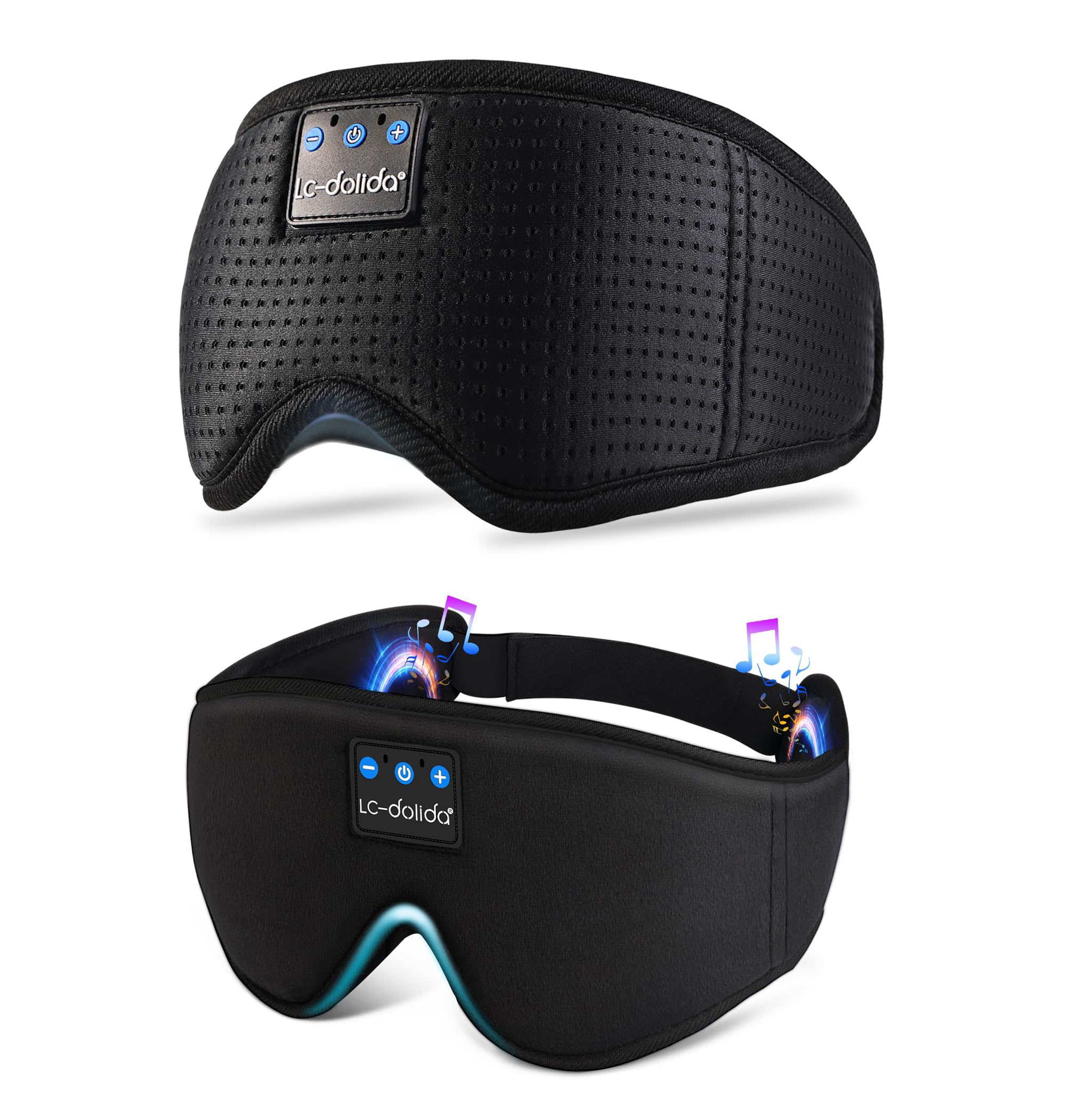 LC-dolida Sleep Headphones Sleep Mask Bluetooth Wireless Music Eye Mask Sleeping Headphones for Side Sleepers Sleep Mask