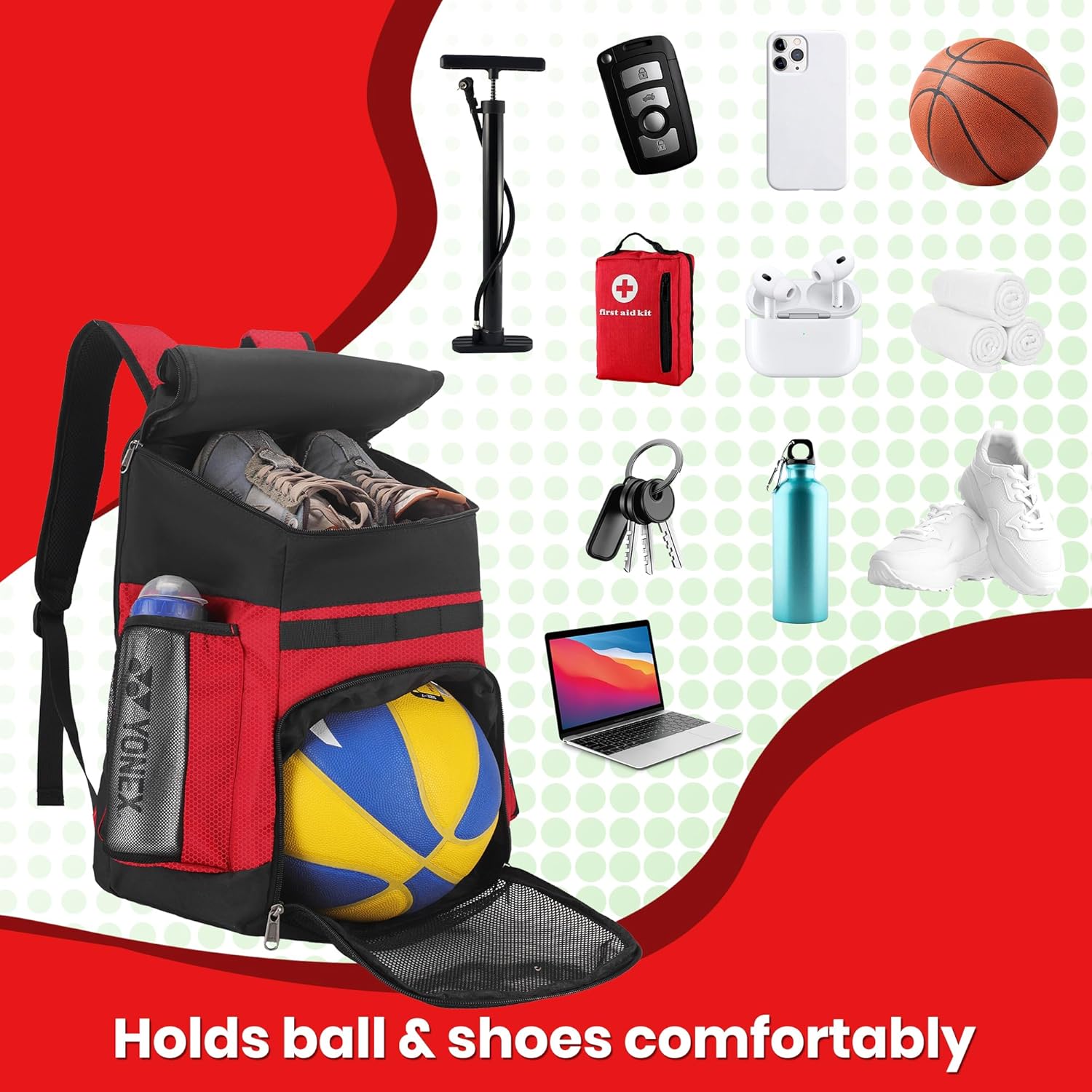 Hsmihair Basketball Backpack Large Sports Bag for Men&Youth,Gym Bag with Separate Ball & Shoes Compartment,Travel Bag for Basketball,Soccer,Volleyball
