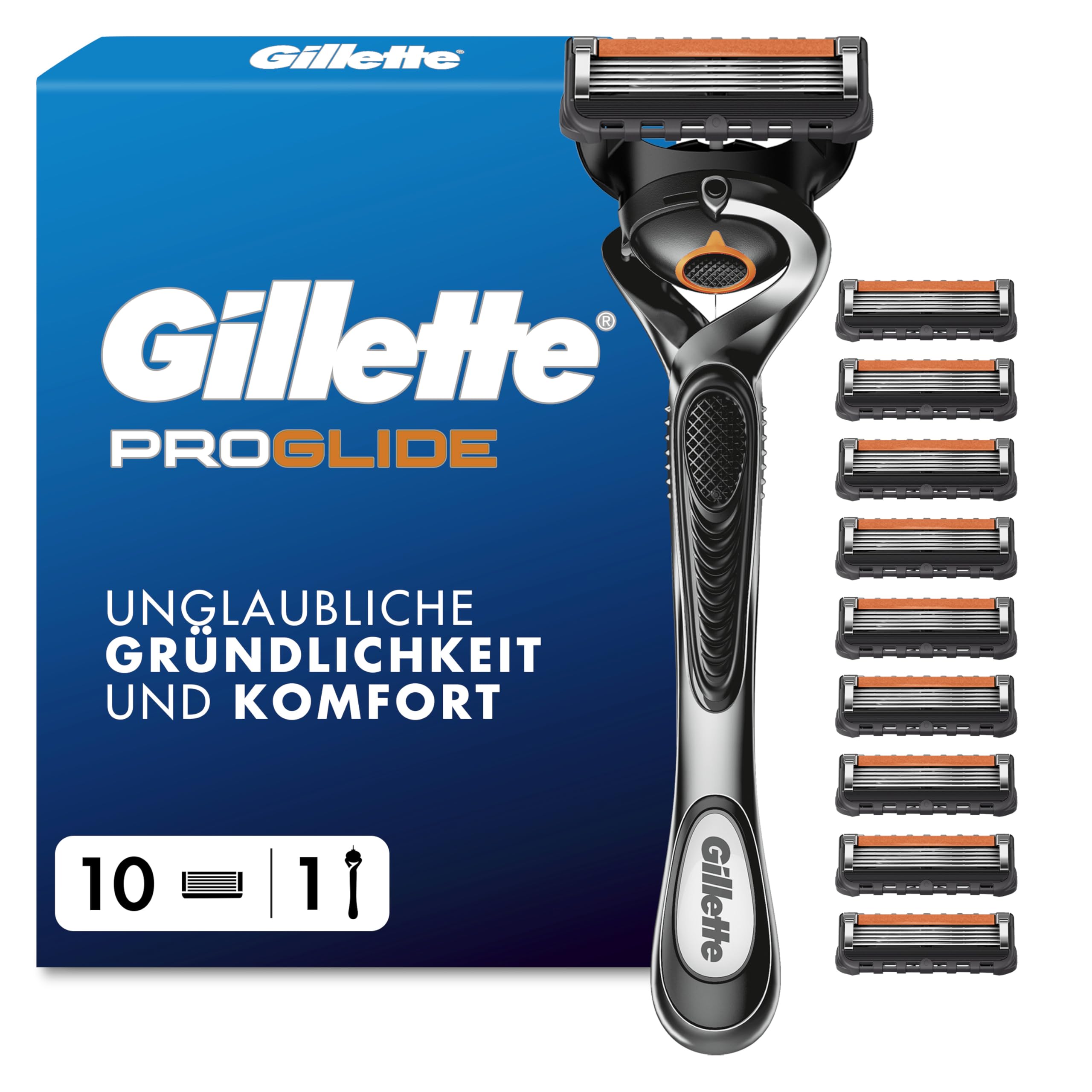 Gillette Fusion5 Proglide 1 Rasierer 10 Ersatzklingen mit neuem Everglide Gleitstreifen für noch sanfteres Gleiten