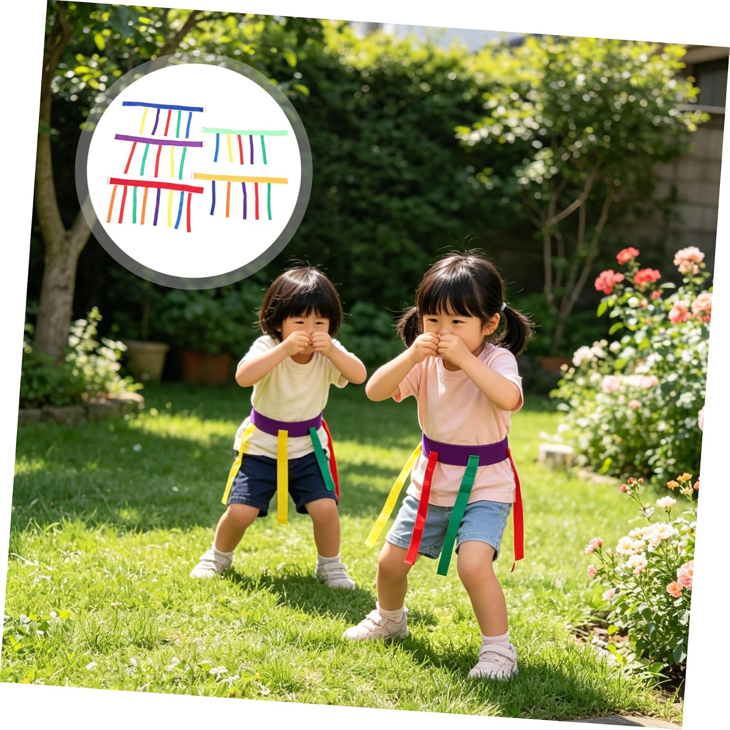 5pcs Flag Football Belt Set with 5 Tear-resistant Tails Cloth | Adjustable Fit for Youth, Supports Motor Skills and Coordination, Family Gatherings and Birthday Celebrations