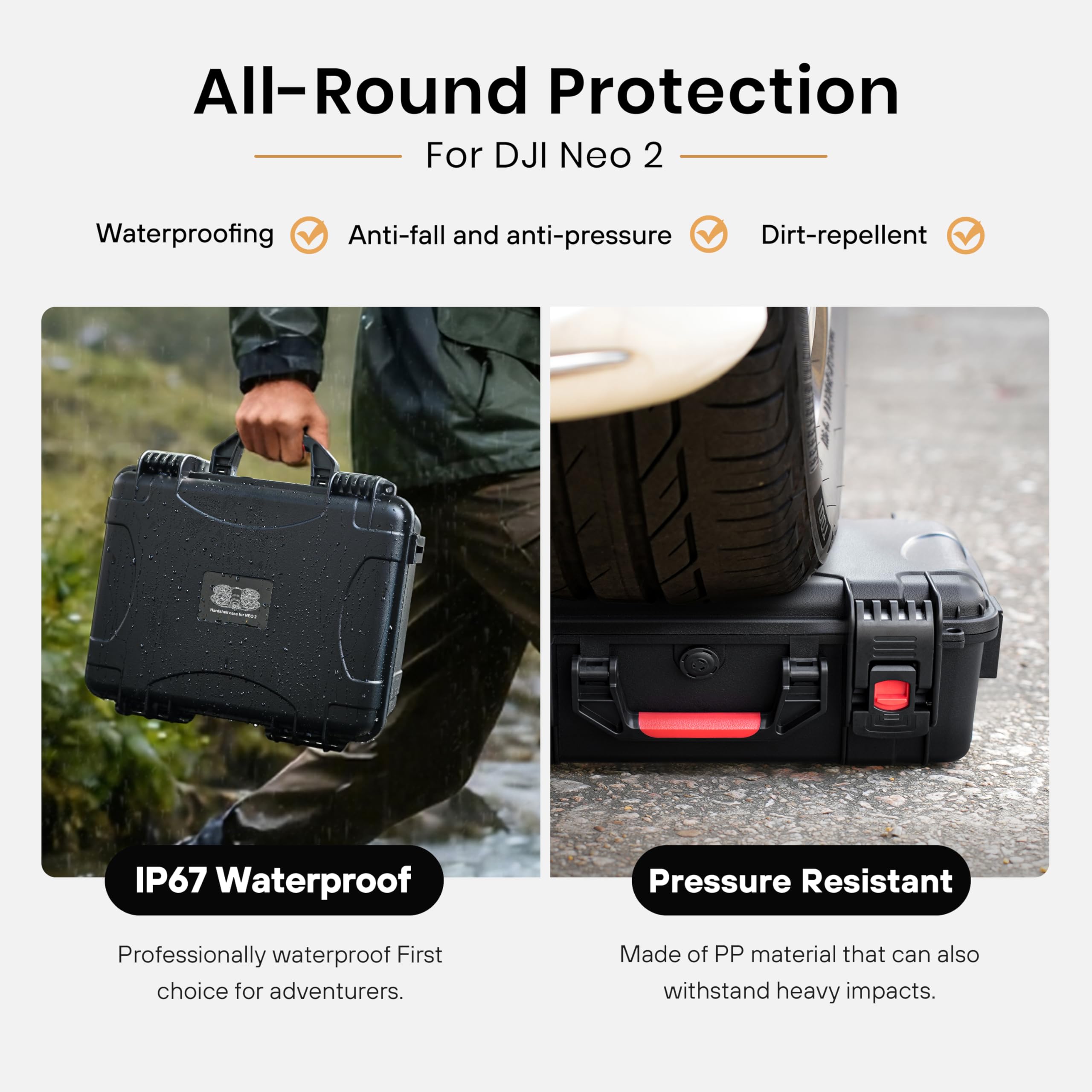 STARTRC Neo 2 Maletas, carcasa dura impermeable para DJI Neo 2 Fly More Combo Accesorios para controlador RC-N/RC2 [solo maletín]