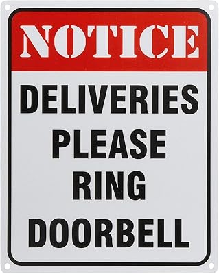 Deliveries Please Ring Doorbell Sign Reflective Signs 8 X 10 inch Rust Free 40 Mil Aluminum Sign UV Protected