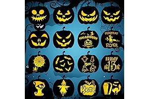 16 Pack Halloween Pumpkin Stencils for Carving and Drawing
