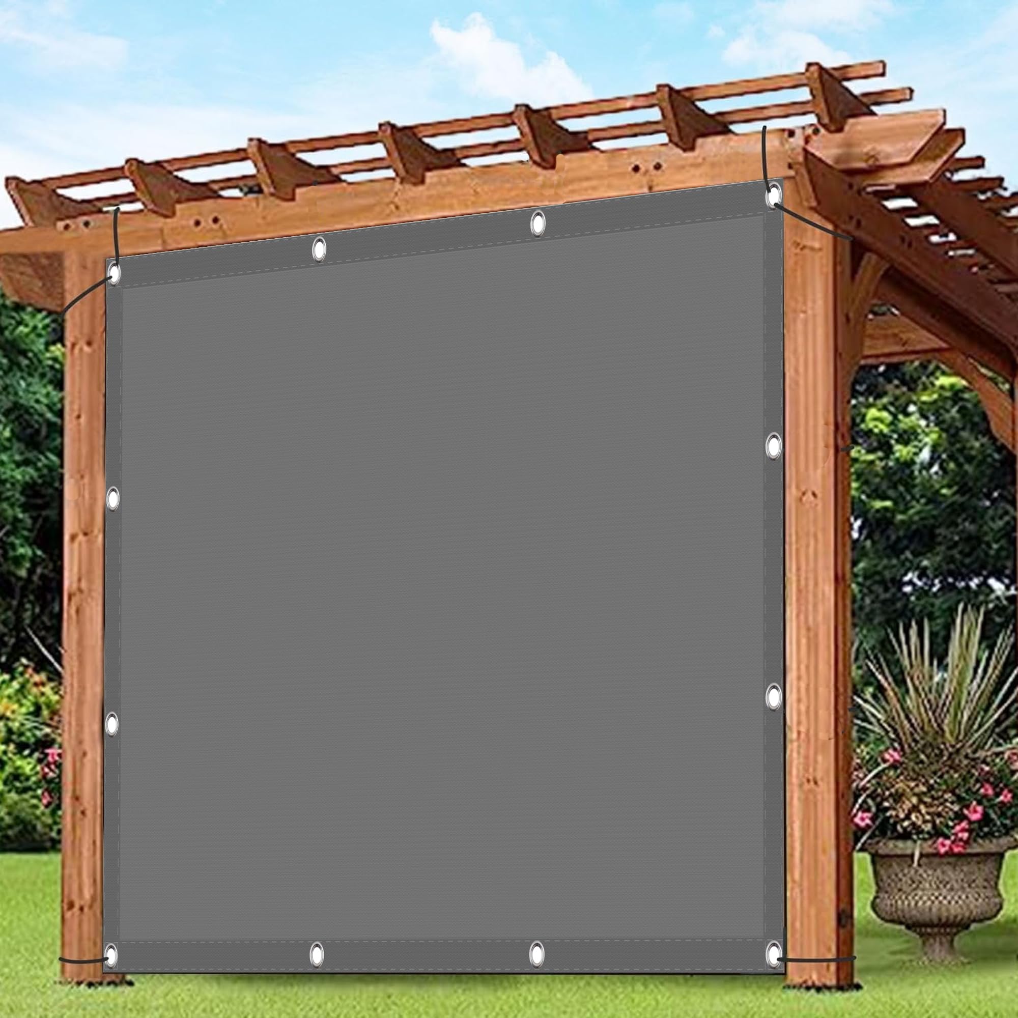 Voile d'ombrage imperméable 1x3,6m pour protéger votre terrasse du soleil en gris clair