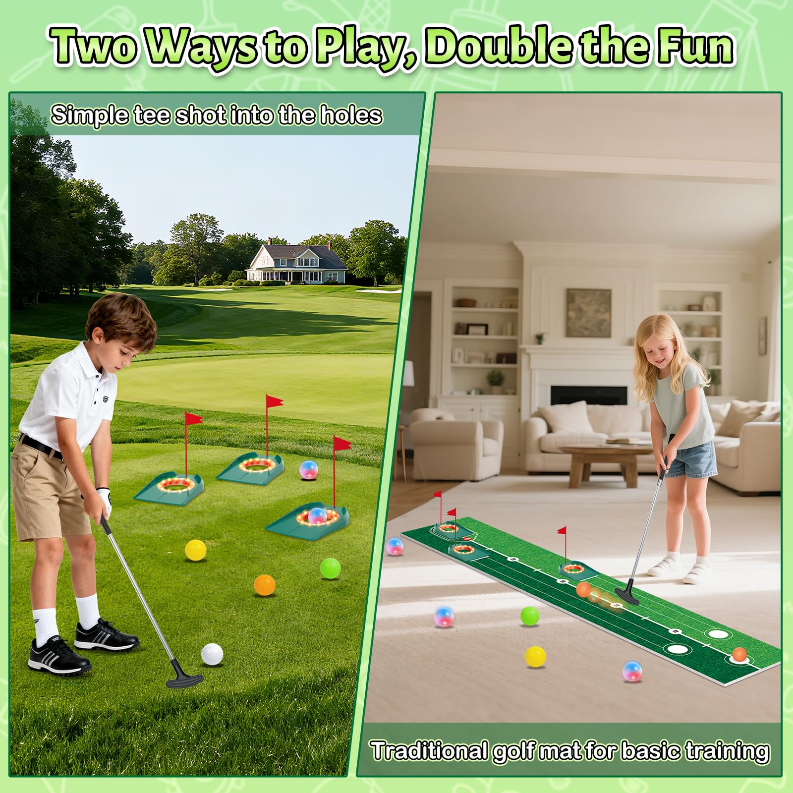 Juego de juguetes de golf para niños para interiores y exteriores para edades de 3 a 8 años