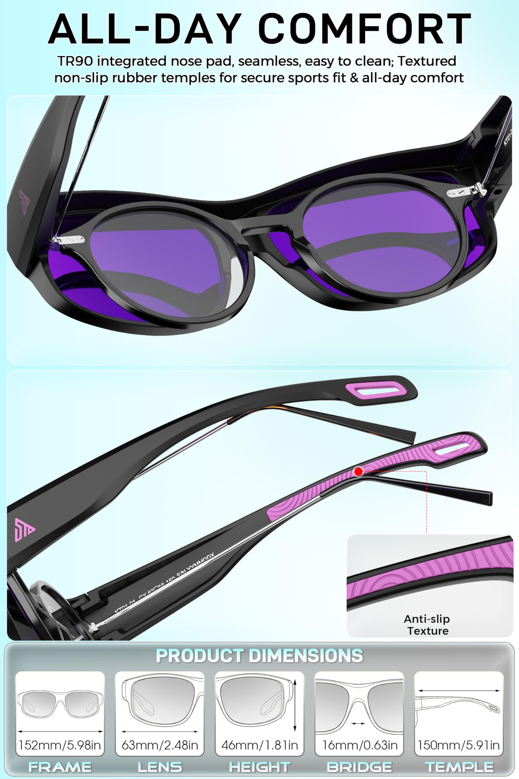 SIPLION Lunettes de soleil superposées hommes et femmes : Protection UV400 polarisée, lunettes de soleil avec clip pour lunettes de prescription