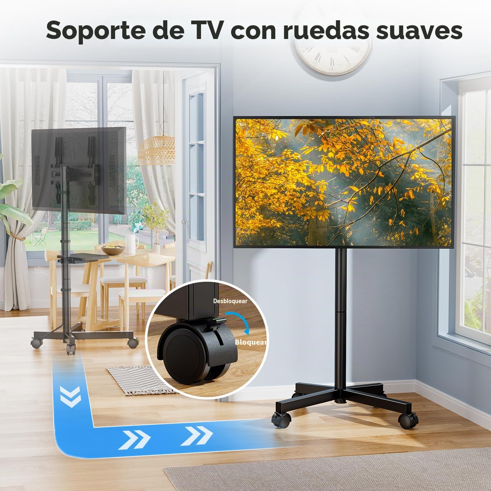 Soporte TV Ruedas para Television de 27 a 60 Pulgadas - Soporte TV Pie Móvil Altura Ajustable | MAX Vesa 400x400mm 40 KG